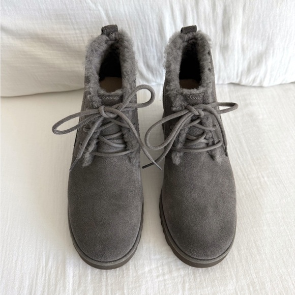 UGG Grey Femme Lace-Up Fur Lined Booties - Picture 2 of 6